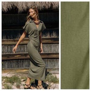 Zara Linen Midi Shirt Dress